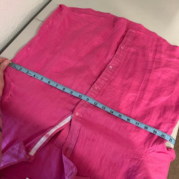 ECRU Pink 100% Linen Long Sleeve Button Down Oversized Shirt Size Large - Picture 9 of 12